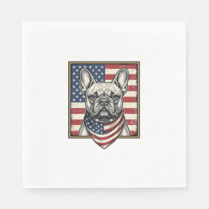 Vintage Patriotic French Bulldog Flag Napkins
