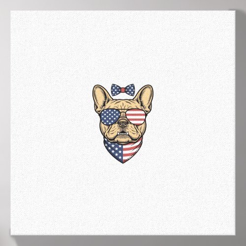 Vintage Patriotic French Bulldog Vector Art_1 Canvas Photo Tile