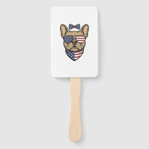 Vintage Patriotic French Bulldog Vector Art_1 Hand Fan