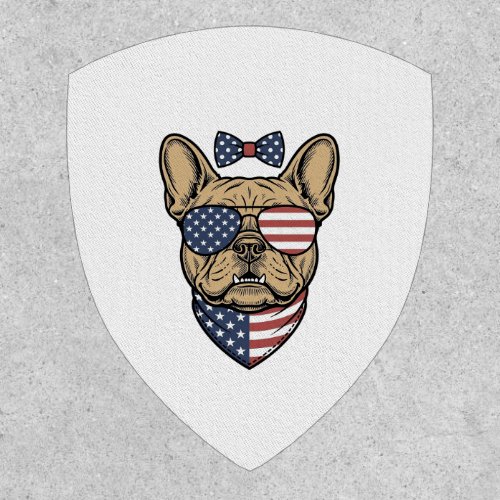 Vintage Patriotic French Bulldog Vector Art_1 Patch