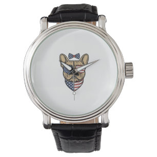 Vintage Patriotic French Bulldog Vector Art_1 Watch