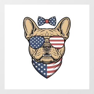 Vintage Patriotic French Bulldog Vector Art_1 Window Cling
