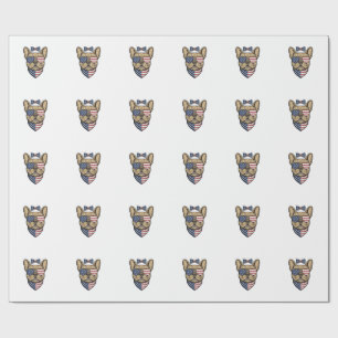 Vintage Patriotic French Bulldog Vector Art_1 Wrapping Paper