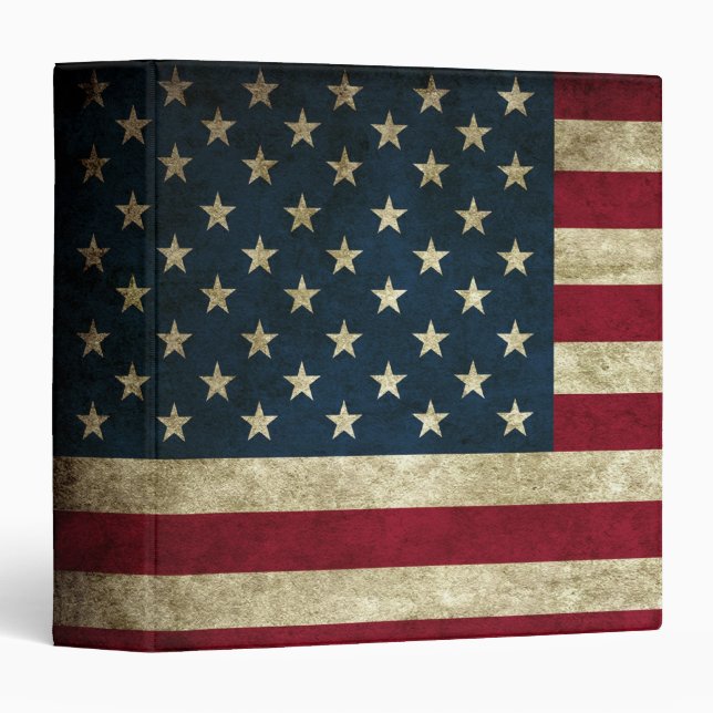 Vintage Patriotic Grunge USA American Flag Binder (Front/Spine)