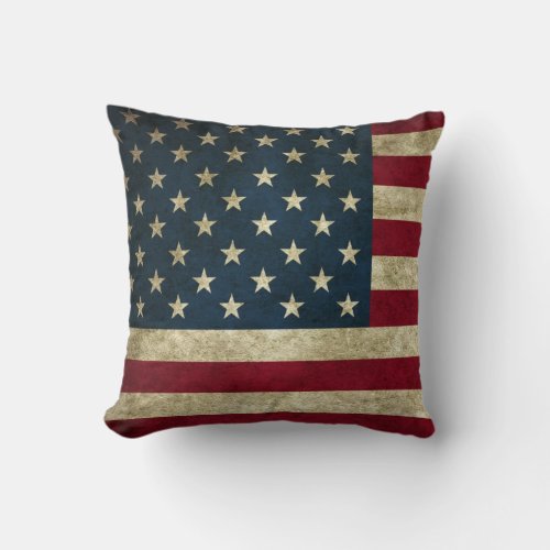 Vintage Patriotic Grunge USA American Flag Throw Pillow