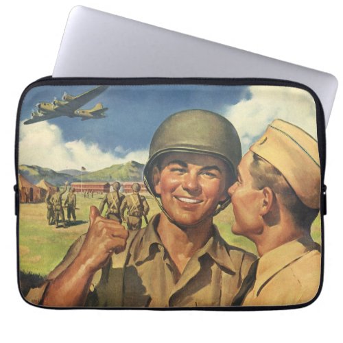 Vintage Patriotic Heroes Military Airplane Men Laptop Sleeve