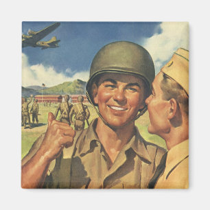 Vintage Patriotic Heroes, Military Airplane Men Magnet