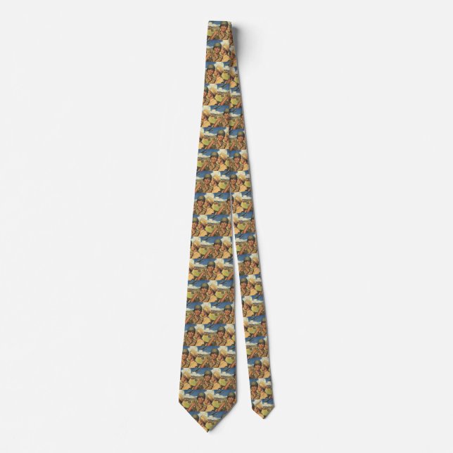Vintage Patriotic Heroes, Military Airplane Men Neck Tie (Front)