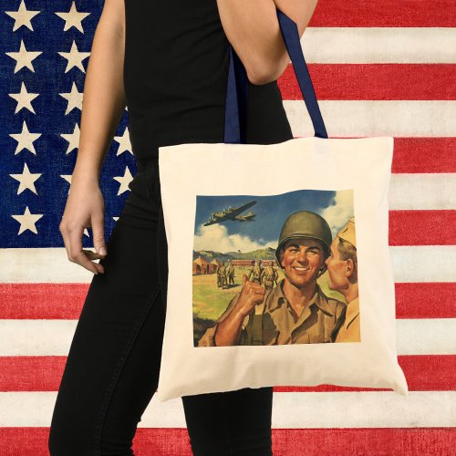 Vintage Patriotic Heroes Military Airplane Men Tote Bag