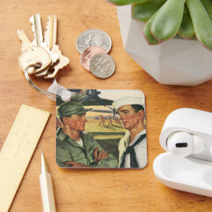 Vintage Patriotic Heroes, Military Men in Uniform Keychain
