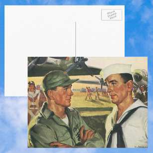 Vintage Patriotic Heroes, Military Men in Uniform Postcard