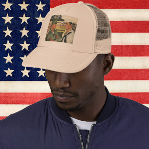 Vintage Patriotic Heroes, Military Men in Uniform Trucker Hat