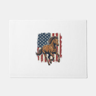 Vintage Patriotic Horse Flag Vector Shirt Design_1 Doormat