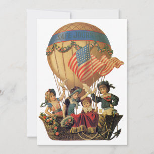Vintage Patriotic, Hot Air Balloon Children Party Invitation