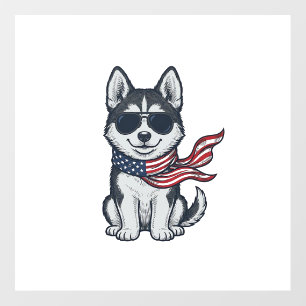 Vintage Patriotic Husky Puppy Vector Design_1 Floor Decals