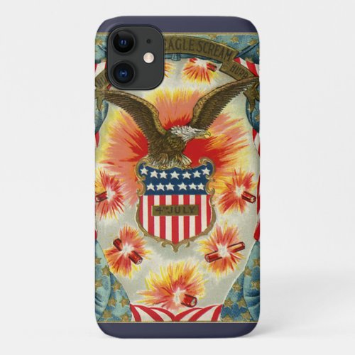 Vintage Patriotic July 4th Eagle and American Flag iPhone 11 Case
