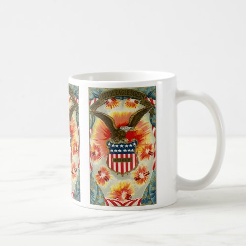 Vintage Patriotic July 4th Eagle and American Flag Coffee Mug