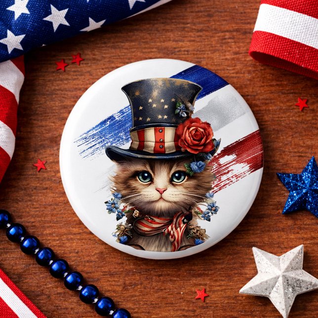 Vintage Patriotic Kitten Button (Creator Uploaded)