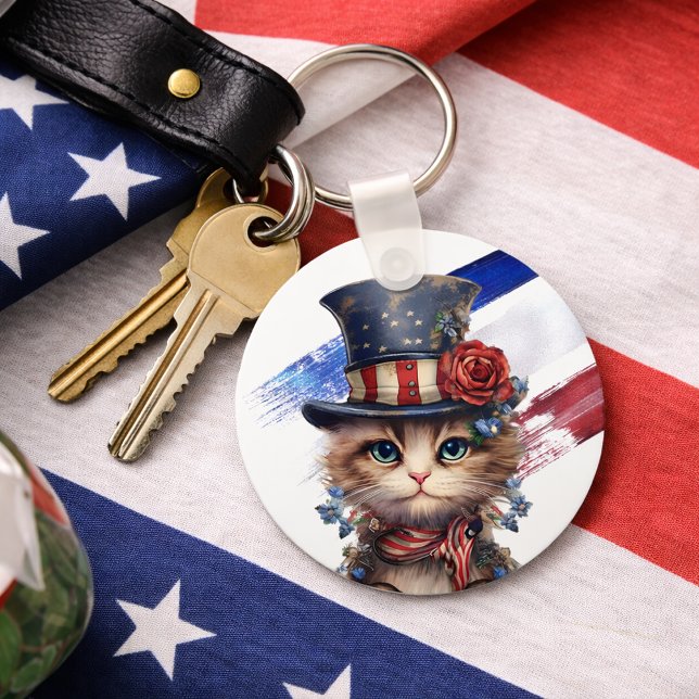 Vintage Patriotic Kitten Keychain (Creator Uploaded)