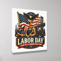 Vintage Patriotic Labor Day Eagle Workers Design