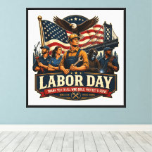 Vintage Patriotic Labor Day Eagle Workers Design