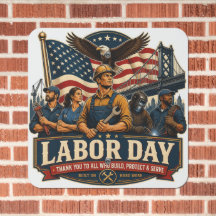 Vintage Patriotic Labor Day Eagle Workers Design