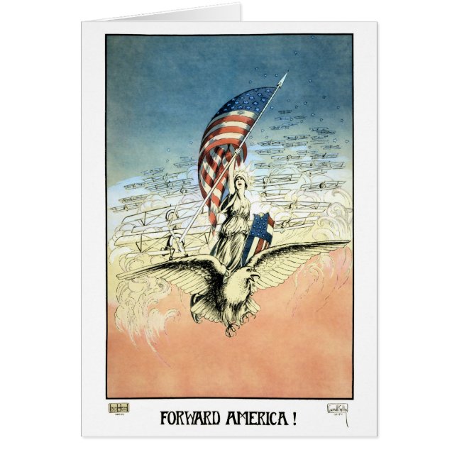 Vintage Patriotic, Lady, Eagle with American Flag (Front)