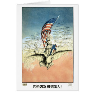 Vintage Patriotic, Lady, Eagle with American Flag Cards