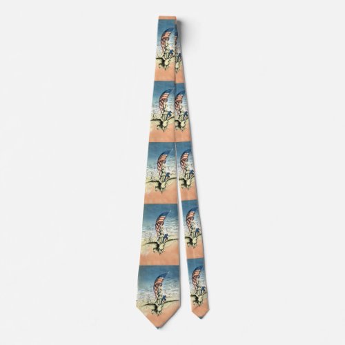 Vintage Patriotic Lady Eagle with American Flag Tie