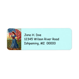 Vintage Patriotic Lady Flag Return address labels