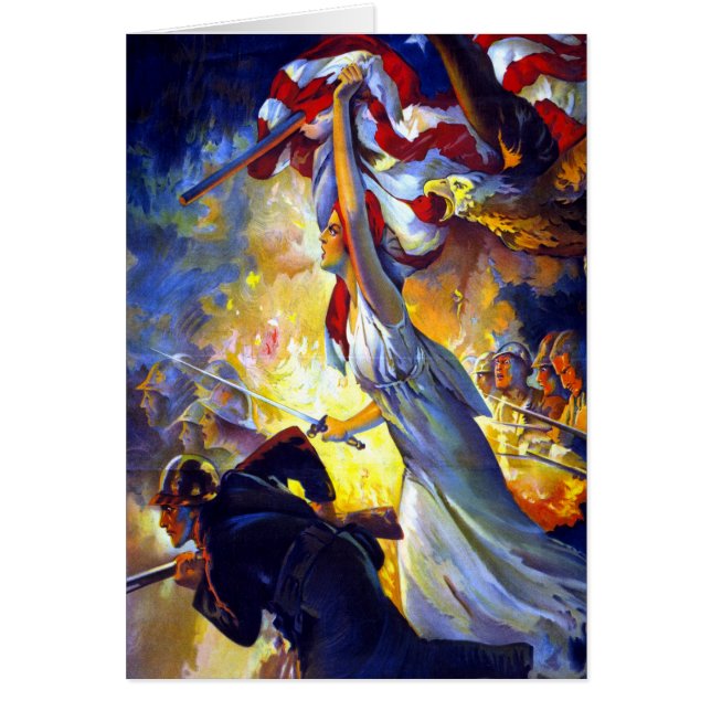 Vintage Patriotic Lady Liberty American Flag Eagle (Front)