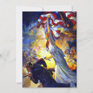 Vintage Patriotic Lady Liberty American Flag Eagle