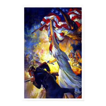 Vintage Patriotic Lady Liberty American Flag Eagle Poster Vintage Patriotic Lady Liberty American Flag Eagle Poster