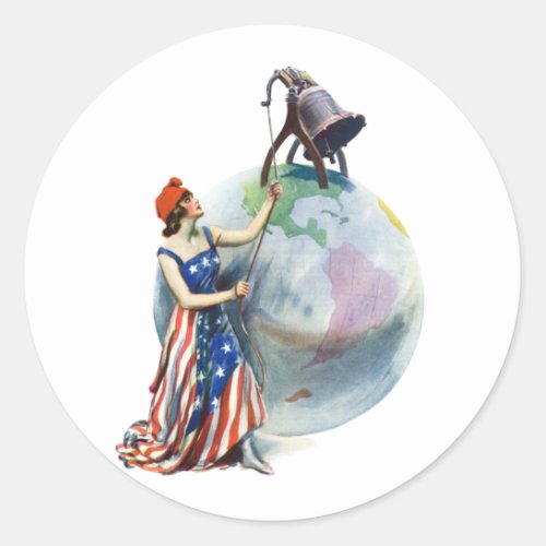 Vintage Patriotic Lady Liberty Magazine Cover Art Classic Round Sticker