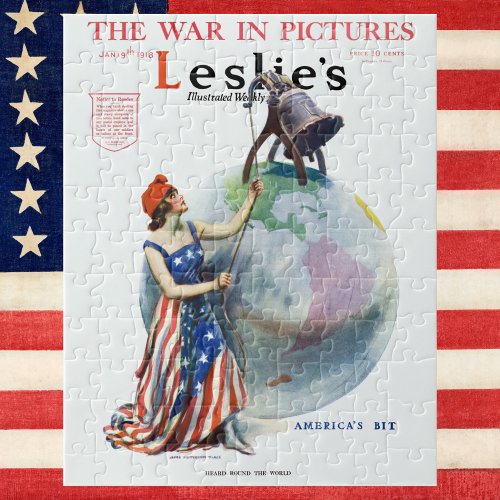 Vintage Patriotic Lady Liberty Magazine Cover Art Jigsaw Puzzle