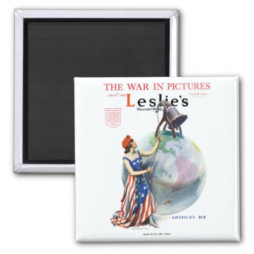 Vintage Patriotic Lady Liberty Magazine Cover Art Magnet