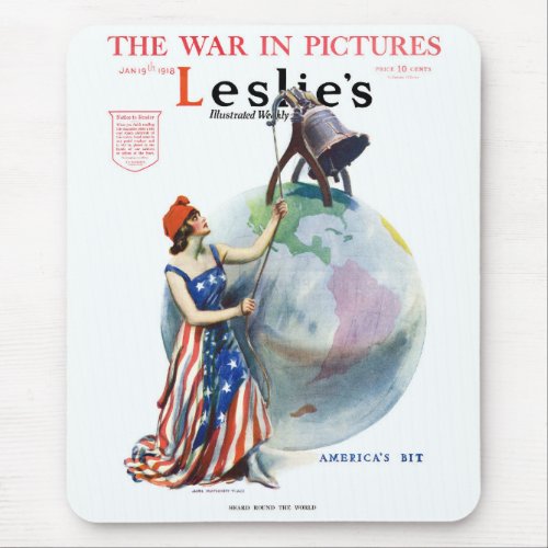 Vintage Patriotic Lady Liberty Magazine Cover Art Mouse Pad