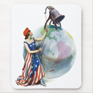 Vintage Patriotic Lady Liberty Magazine Cover Art Mouse Pad