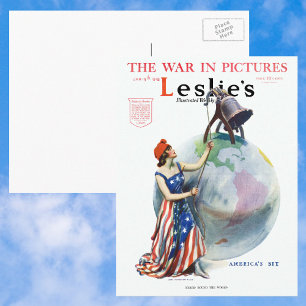 Vintage Patriotic Lady Liberty Magazine Cover Art Postcard