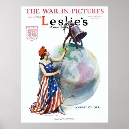 Vintage Patriotic Lady Liberty Magazine Cover Art Poster