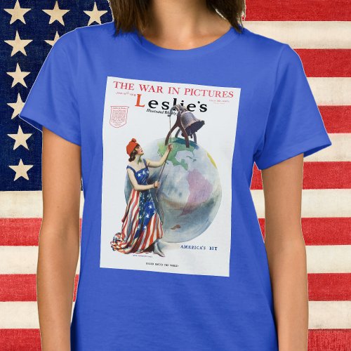 Vintage Patriotic Lady Liberty Magazine Cover Art T_Shirt