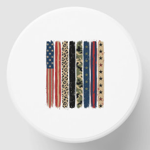 Vintage Patriotic Leopard Camo Stripe Shirt Design Mini Candle Favors