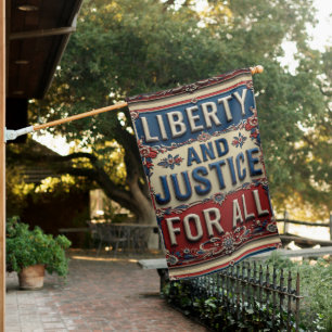 Vintage Patriotic Liberty and Justice For All House Flag