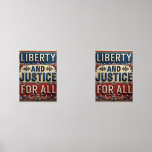 Vintage Patriotic Liberty and Justice For All Wall Art Sets