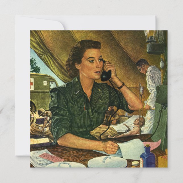 Vintage Patriotic, Medical Nurse on Phone (Front)
