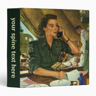 Vintage Patriotic, Medical Nurse on Phone 3 Ring Binder