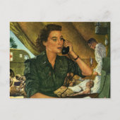 Vintage Patriotic, Medical Nurse on Phone Postcard (Front)