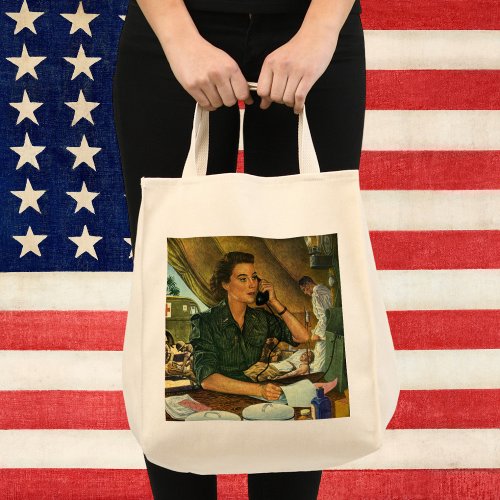 Vintage Patriotic Medical Nurse on Phone Tote Bag