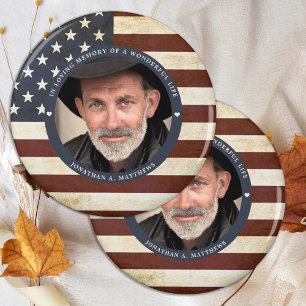 Vintage Patriotic Memorial American Flag Photo Magnet