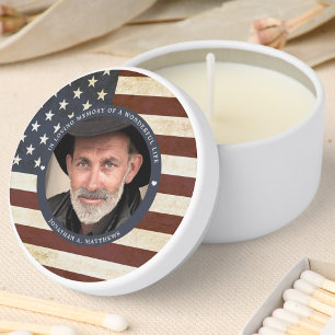 Vintage Patriotic Memorial American Flag Photo Mini Candle Favors